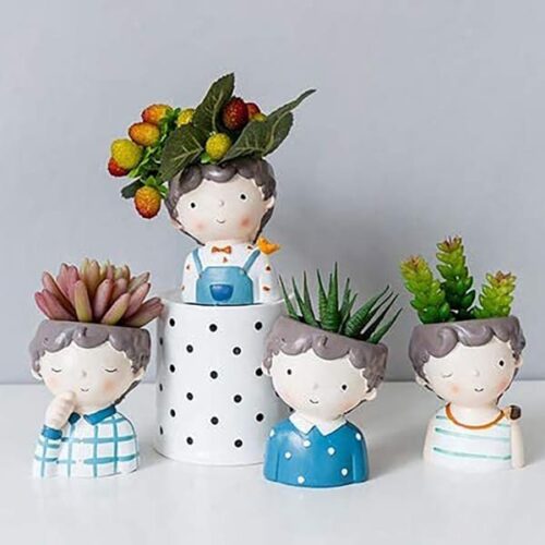 Resin Succulent Pot - Cute Boy - Assorted - Single Piece